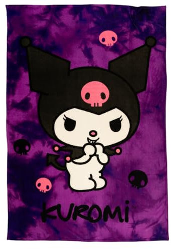 Franco Collectibles Kuromi Bedding - Manta súper Suave y acogedora, 62 x 90 Pulgadas (Producto con Licencia Oficial)