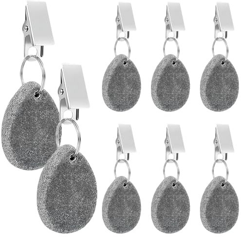 8 Pièces Poids de Nappe avec Clips, Poids de Nappe Marbre Naturel, Naturelle Mode Pince Nappe Table en Marbre - pour Une Table de Dîner (8, Gris foncé)