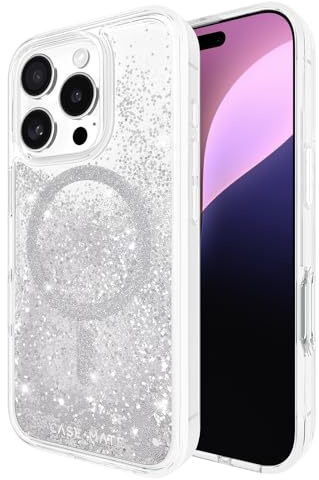 Case-Mate Waterfall Mag-Safe Schutzhülle kompatibel mit Apple iPhone 16 Pro Hülle Glitzer (3,6 m Fallschutz, Schneekugel-Effekt, Recyceltes Material, Integrierter Mag-Safe-Ring)