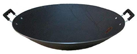 OQHAIR Wok, Padella Antiaderente Pentola Domestica Non Rivestita Ghisa Padella Binaurale Fornello A Induzione Pentola Universale in Ghisa,36cm (38cm)
