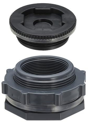 PATIKIL Raccordo a Tappo in PVC con Spina G 2, Raccordo a Doppio Filetto Serbatoio d'Acqua con Guarnizione in PVC per Secchio Pioggia, Lavandini, Acquari, Grigio