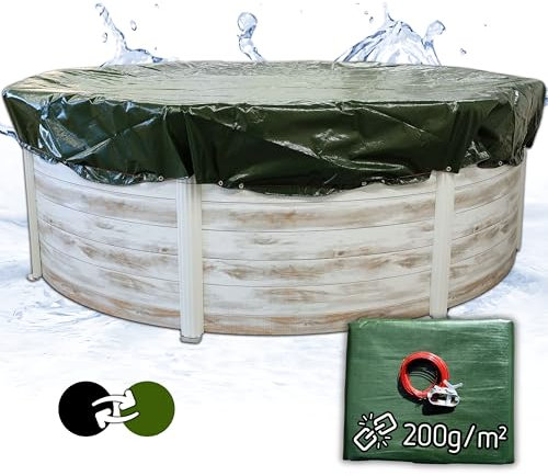 poolomio® Winter Poolabdeckung für Pool rund 640-680 cm | Pool Winterabdeckung, Winterplane, Abdeckplane rund 200g/qm, grün/schwarz