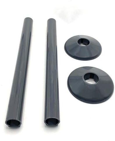 Greened House Radiator Pipe Covers SnapFit 2 Pack 200mm Long 15mm Pipe Central Heating Clip On Covers Snappit (Anthracite)