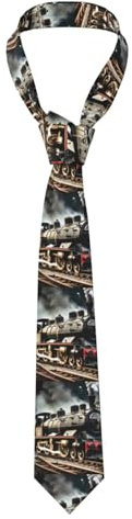 BKDODKS Herren-Krawatte mit Dampflokomotiven-Zug-Druck, jedes Outfit, Vater, Trauzeugen, tanzt, Business-Party, Geschenk, Schwarz, Schwarz, Einheitsgröße