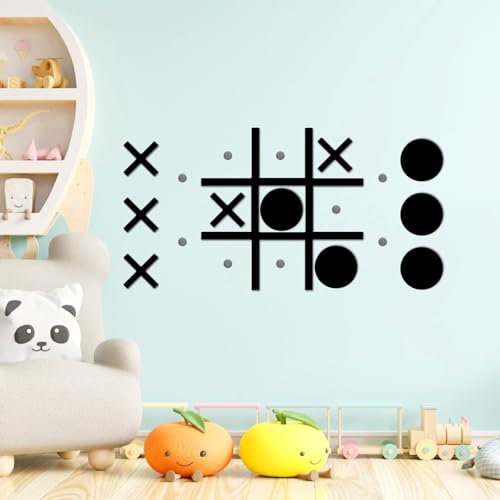 Magnetic Tic Tac Toe Game Wooden Game Wall Mount for Adults Large Magnetic Board Wall Decor Modern Farmhouse Wall Art Game Room Wall Decor for Hallway Living Room Bedroom Home Decor