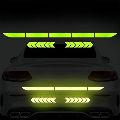 17Pcs Auto Starke reflektierende Aufkleber für Skoda Rapid Spaceback/Kombi (NH ab 2013), Nachtsichtbarkeit reflektierende Aufkleber,Auto Stoßstange reflektierende Aufkleber,Yellow
