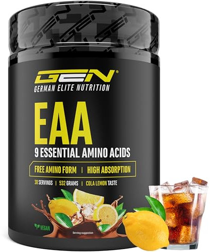 EAA Pulver 532 g - Alle 9 essentielle Aminosäuren inkl. Histidin & BCAA - Human Code Formel - Amino Workout Drink - Lecker & Top Löslichkeit - Vegan (Cola Lemon)