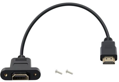 HuaLiSiJi HDMI Panel Mount Extension Cable 4K 60Hz High Speed HDMI Cable Male to Female for Blu Ray Players, HDTV, Xbox360, 3D TV (1 m)