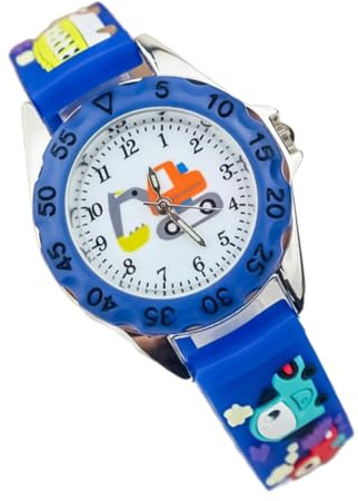 Holibanna 1stück Junge Mädchen Cartoon Armbanduhr Praktische wasserdichte Kinderuhr Mit Quarzwerk Süße Bagger-Design Für Jungen Und Mädchen Leicht Lesbar Und Komfortabel Für
