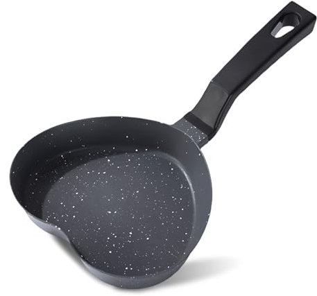 EAZHOP Bratpfanne mit Herz-form, Antihaftbeschichtete Eierpfanne, Pfannkuchen mit hitzebeständigem Griff für Frühstück, Rührei, gegrillter Käse, rosa Herz (Schwarz)