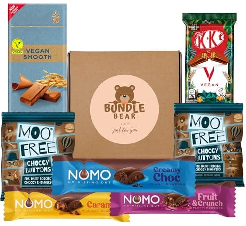 Vegan Chocolate Gifts Set, Dairy Free Chocolate Hamper with 8 Plant-Based Treats – Moo Free & NOMO Chocolate Selection – Vegan Treats Box (Gift For You)