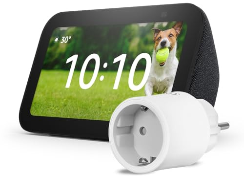 Echo Show 5 | Anthrazit + OSRAM SMART+ Smarte Steckdose mit Matter, Funktionert mit Alexa - Smart Home-Einsteigerpaket