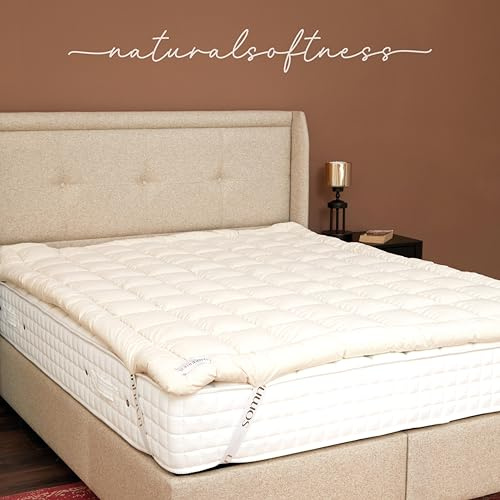 Somnhavn Matratzenauflage aus Bio-Merinowolle, 100% natürliche Wolle, hypoallergen, weiche und Dicke Bettauflage für alle Jahreszeiten, handgefertigt und umweltfreundlich, 140X200