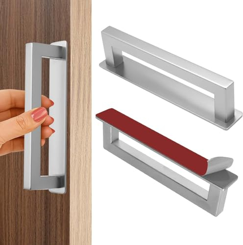 Alyxen 2 Pezzi Maniglia Autoadesiva per Porta Scorrevole, Maniglione Porta Esterna in Lega di Alluminio per Porte e Finestre, Cassetti, Armadi, Argento,150 x 25 mm (Argento)