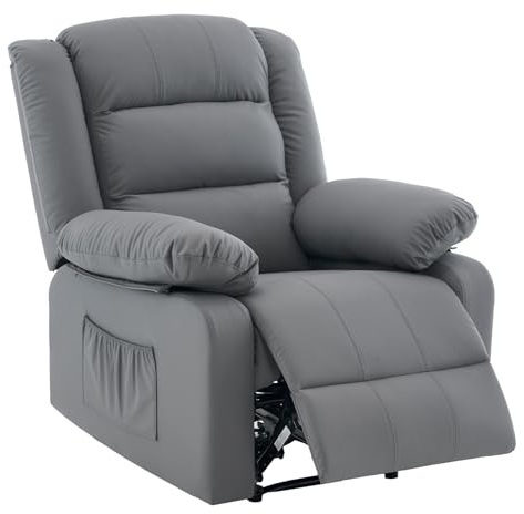 Zuacs Fernsehsessel mit liegefunktion, massagesessel mit wärmefunktion,relaxsessel mit liegefunktion, Sessel Wohnzimmer, lesesessel bequem, Manueller Freizeitstuhl(Grau)