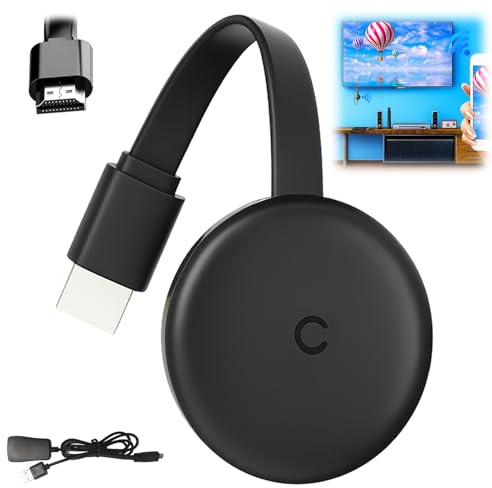 Chromecast - Gerät für TV, kabelloses HDMI 3-in-1, Miracast Dongle, 2,4/5G, Dual-Band WiFi Dongle für TV, kompatibel mit Airplay/Miracast/DLNA für Android/Windows/iOS/Mac OS, Plug and