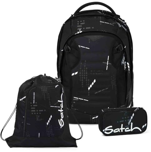 Satch Match Plus Schulrucksack Set 3tlg. inkl. Schlamperbox und Sportbeutel (Ninja Matrix)