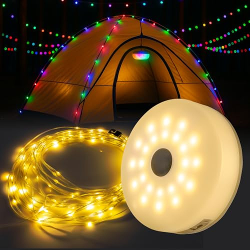 EASYmaxx 2in1 Outdoor Lichterkette aufrollbar für Garten und Camping | Lichterkette mit Aufroller & 5 Modi | Terrasse Lichterkette aufrollbar, kabellos und wiederaufladbar | Lichterkette mit 100 LEDs