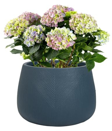 Fibre Clay Plant Pot Round Flower Pot Planters 42cm (Dark Blue, Medium 30L)