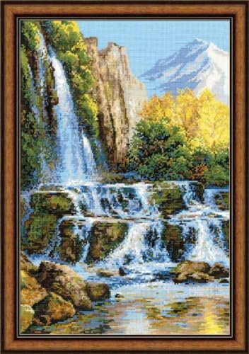 Riolis Kreuzstich-Set Landschaft mit Wasserfall, Zählmuster