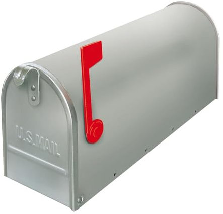 ALUBOX Boîte Aux Lettres Américaine 22X17X48 cm Boîte Postale en Tôle Galvanisée Boîte Postale Extérieure Format Magazine avec Drapeau (Argent)