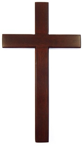 M&HONG Shalom 30 cm großes Mahagoni-Kreuz zum Aufhängen an der Wand, braunes Holz