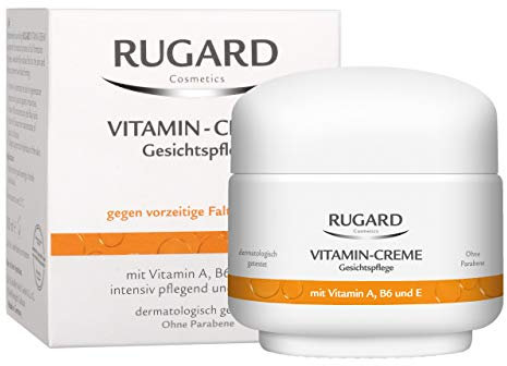 RUGARD Vitamin-Creme: Anti-Aging Gesichtspflege gegen vorzeitige Hautalterung, mit Vitamin A, B6, E und Kollagen, 50ml
