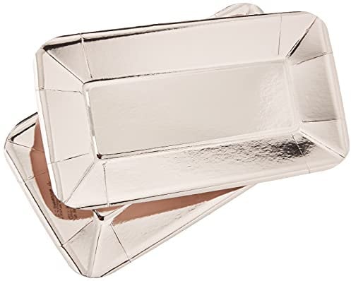 Elegant Rose Gold Foil Rectangular Appetizer Plates (22cm x 12cm) - Perfect for Parties & Events - 8ct