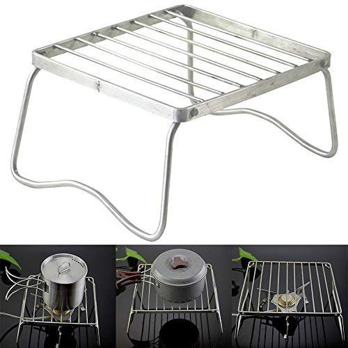 LAMF Grillrost Edelstahl Brenner Ständer Herdstütze Camping Topfhalterung Ofenhalter Gas Holzkohle Camping BBQ Rack für Rucksackreisen, Grillen, Wandern, Picknicks, Angeln