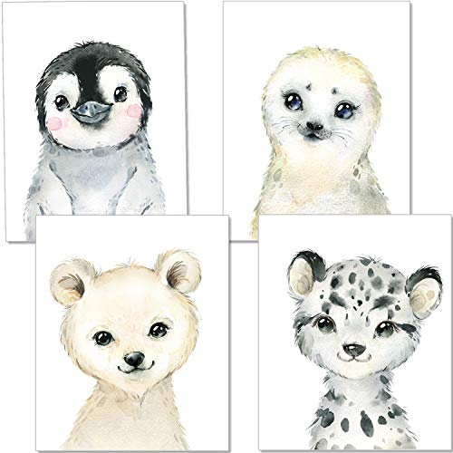 artpin® Poster Kinderzimmer - 4er Set Bilder Babyzimmer - A4 Deko Mädchen Junge ohne Bilderrahmen P51