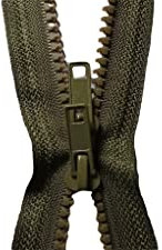 Zip con doppio cursore, colore a scelta: nero/blu navy/cachi Apribile, separabile, a scorrimento, in plastica iniettata, a cerniera, per doppia apertura dall'alto e dal basso., verde kaki, 75 cm