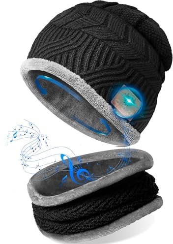 Regali Uomo Originali Cappello Bluetooth - Idee Regalo Natale Uomo papà Amiche Regali Gadget Tecnologici Utili, Berretto con Cuffie Bluetooth Musica Sport Invernale Accessori Running Sci Elettronica
