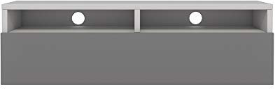 Selsey REDNAW - TV-Schrank / TV-Board stehend / hängend, 100 cm breit (Weiß Matt / Grau Hochglanz ohne LED)