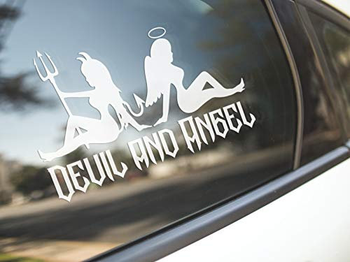 myrockshirt Sexy Devil & Angel ca 18cm Engel & Teufel Aufkleber Sticker Autoaufkleber Profi-Qualität Sticker UV-fest