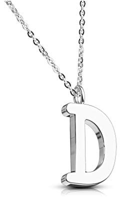 Bungsa BUCHSTABE D Halskette Silber - BUCHSTABEN-ANHÄNGER D Kette - Alphabet Kette für Frauen & Männer - aus Edelstahl - Schmuck für Jungs & Mädchen
