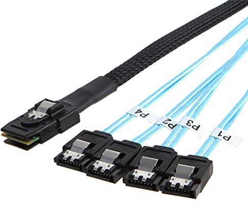 chenyang Câble interne Mini SAS SFF-8087 36 broches vers 4 SATA 7 broches pour disque dur cible 6 Gbit/s
