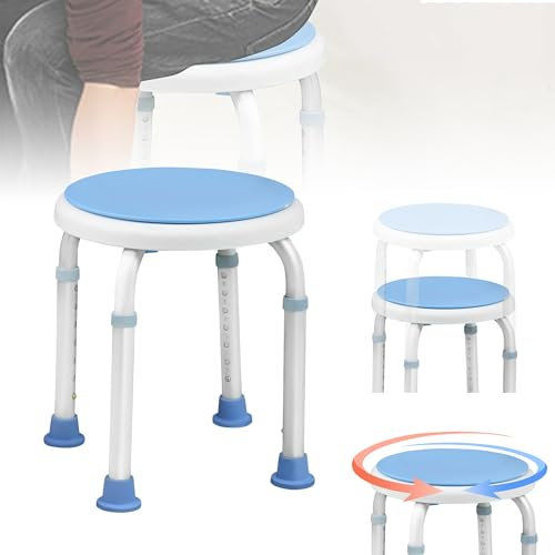 ACXIN Höhenverstellbarer Duschhocker, 360° drehbarer Duschstuhl, 136KG belastbarer Duschzusatz-Duschsitz, Alu-Kunststoff-Badesitz für Senioren und Schwangere