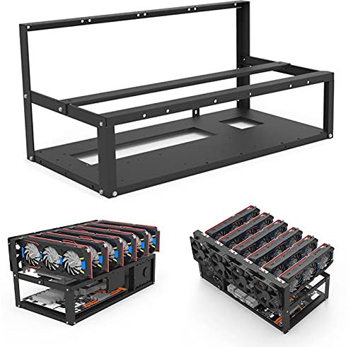 HWGING Mining Rig Frame, Mining Case 6 Tarjetas gráficas, Mining Rig Frame ATX/Btx/Flex/Itx/Microatx, 6 GPU, marco rígido de minería duradero, rack de ordenador minero apilable
