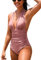 Cupshe, Costume intero da donna con scollo a V e allacciatura dietro il collo che lascia la schiena scoperta, contenitivo con ruches, rosa cipria, XL