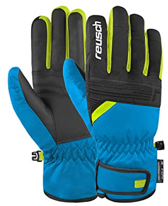Reusch Baldo R-TEX® XT Winddichte, wasserdichte, atmungsaktive und warme Unisex Winterhandschuhe Fingerhandschuhe Schneehandschuhe Skihandschuhe für Damen und Herren, blau-schwarz-gelb, 8,5