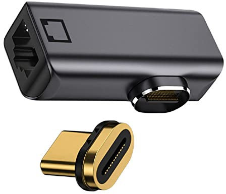 Cablecc Adaptateur magnétique coudé type USB-C USB 3.1 vers 1000 Mbps Gigabit Ethernet réseau LAN pour ordinateur portable