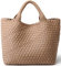 JQTOP Gewebte Tasche für Damen, veganes Leder, Tragetasche, groß, Sommer, Strand, Reisen, Handtasche und Geldbörse, Retro, handgefertigte Umhängetasche, aprikose, L, Retro