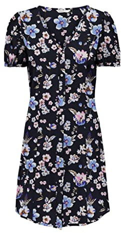ONLY Damen Viskose Sommer-Kleid Onlnova Life Lucy mit Blumenmuster 15248783 Sky Captain 347 Iris M