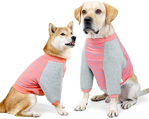 Anti-Licking Dog Shirt, Long Sleeve T-Shirt for Pets, Dog Shirt After Surgery, Prevent Scratching Hoodie for Dogs OrangeGrey X-Large
