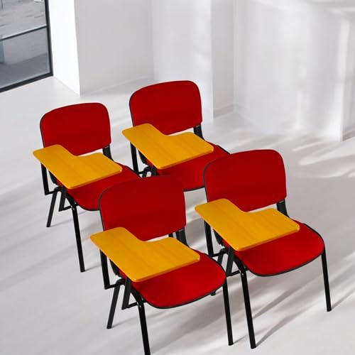 Meta Office Heavy Duty Stackable Guest & Reception, Office Chairs for home, Black Frame (4, Red with Tablet)