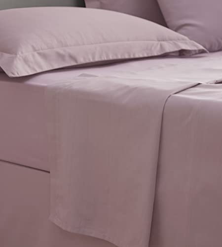 Portfolio Percale Plain Dyed Flat Sheets Luxury Hotel Quality Cotton Blend Bedding Matching Pillowcases Super Soft Easy Care Easy Iron Machine Washable (Antique Rose, Flat Sheet Single)