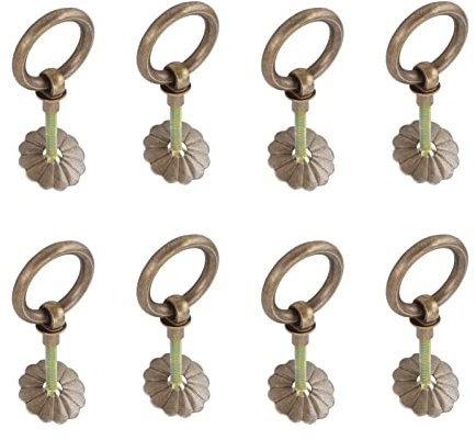 8er-Set Antike Bronze-Ringgriffe, Messing-Schrankschubladengriffe, Vintage-Möbelbeschläge für Schminktische, Kleiderschränke, Bars