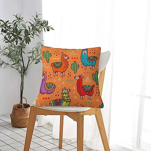 Kissenbezug 45x45cm Dekorativer Überwurf Kissenbezüge,Lama Lamas Ideal Party Kindergarten Baby Vorschule und Kinderzimmer Alpaka,Heimdekoration quadratisch Kissenhülle 18x18 Zoll