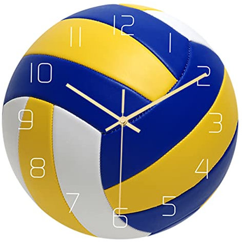 Toddmomy Sportliche Volleyball Wanduhr - 30 cm Dekorative Uhr Mit Leisem Quarzmechanismus FüR Schlafzimmer Wohnzimmer Und Sportzimmer Volleyball-Fans