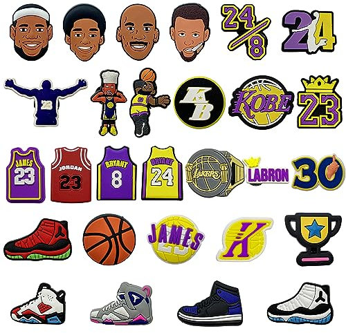 TIANNAIT 28 ornamenti per scarpe NBA, ornamenti per scarpe con stampa coccodrillo, decorazioni fai-da-te, bomboniere, per scarpe da spiaggia, zoccoli (28 stili)